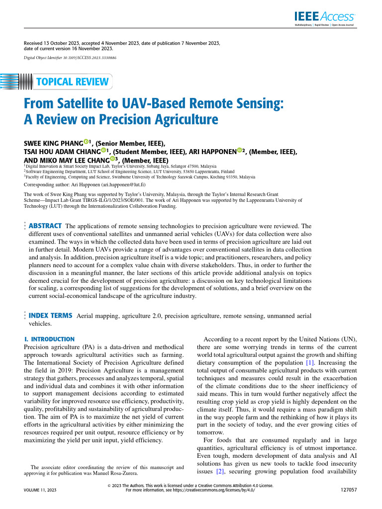 From Satellite To UAV-Based Remote Sensing A Review On Precision ...