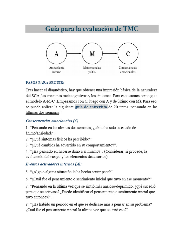 Guia para Evaluacion TMC | PDF | Metacognición | Pensamiento