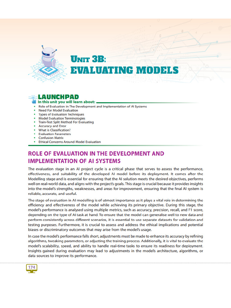 Evaluating Models AI Class 10 Unit B | PDF