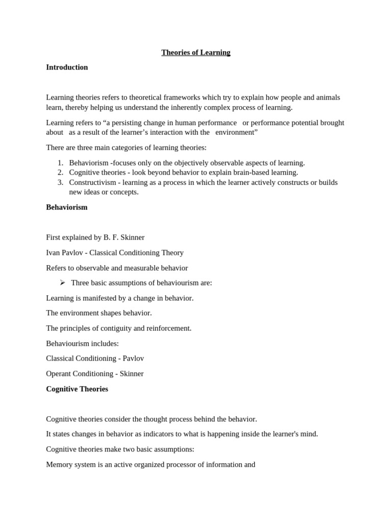 Theories of Learning | PDF