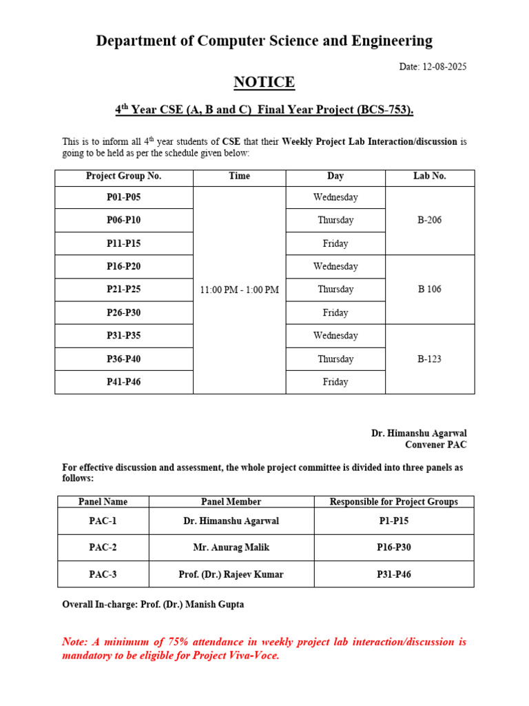 Notice For Weekly Interaction | PDF