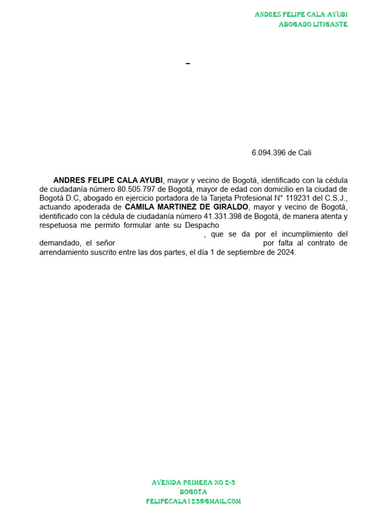 Demanda de Restitución de Inmueble Arrendado | PDF | Daños y perjuicios ...