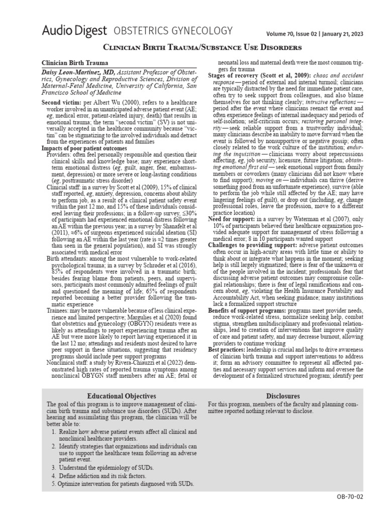 Audio Digest-1 | PDF | Substance Abuse | Psychological Trauma