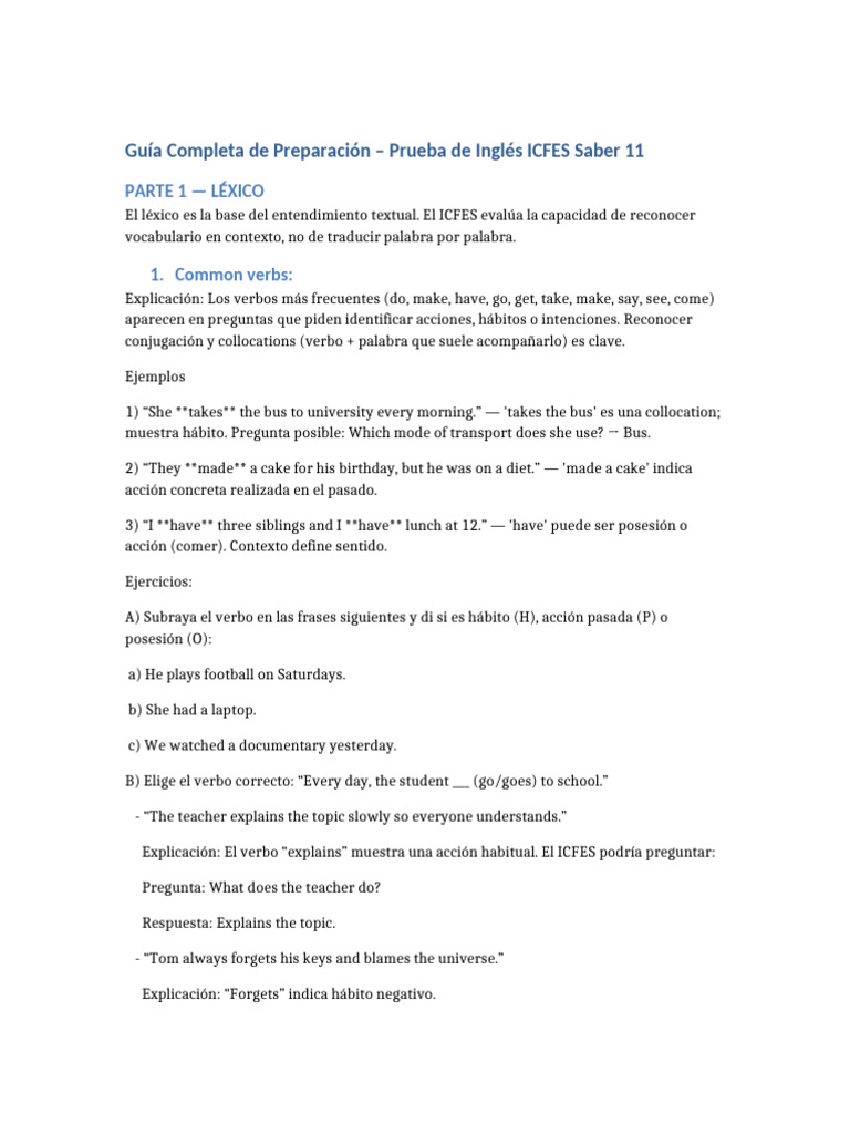 Guia ICFES Ingles Completa | PDF | Lingüística