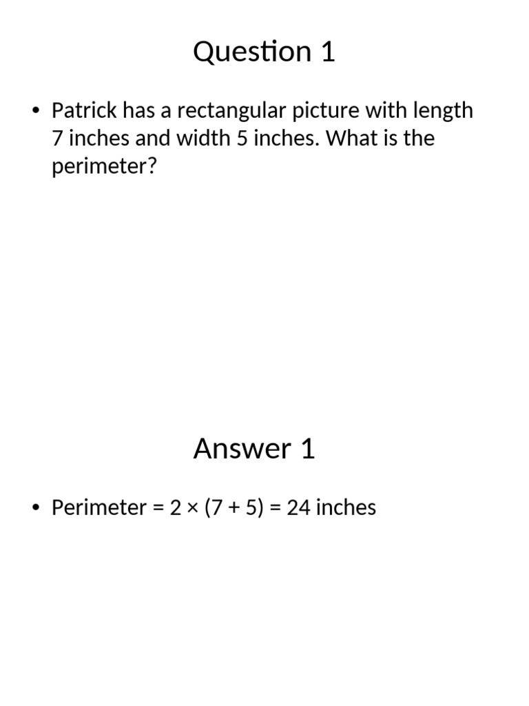 Perimeter Questions With Answers | PDF