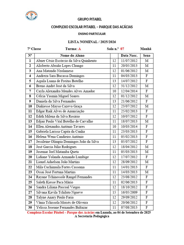 Listas Nominais Do I Ciclo 2026 | PDF