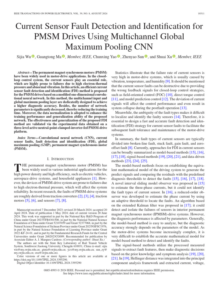Current Sensor Fault Detection and Identification For | PDF | Machine ...