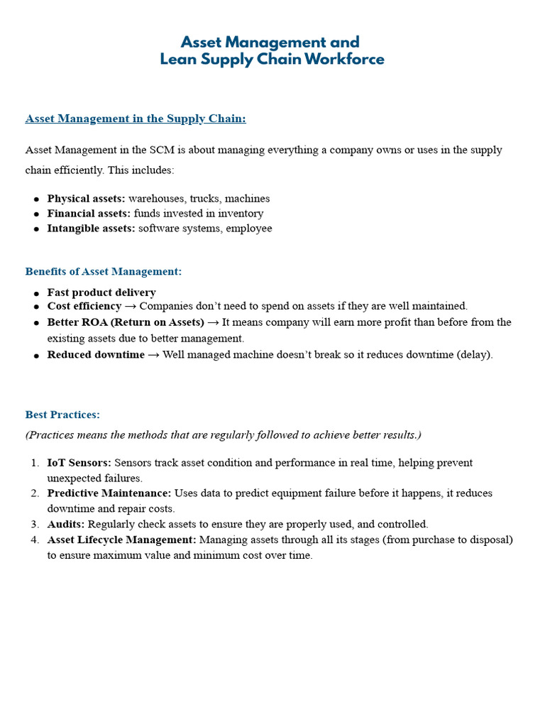 Asset Management and Lean Supply Chain Workforce | PDF | Lean ...