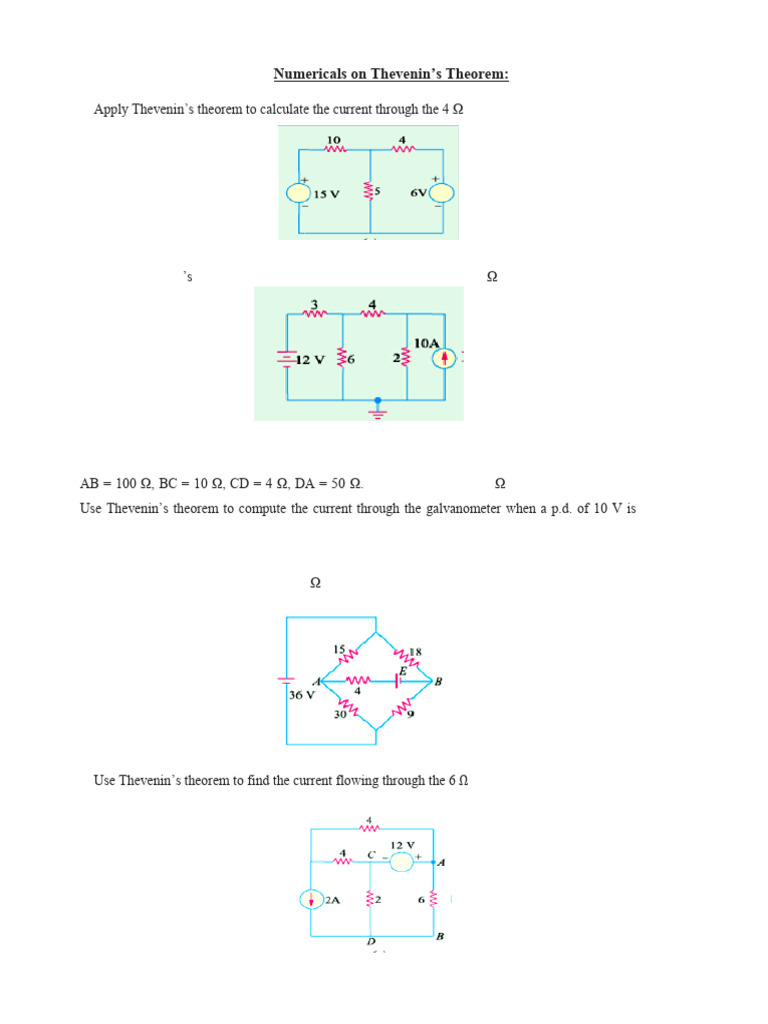 Numericals On Thevenin's Theorem | PDF