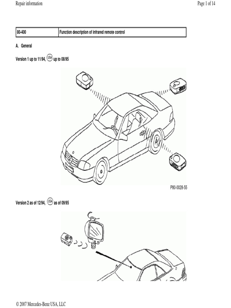 R129sl Lock System 2 | PDF | Remote Control | Trunk (Car)