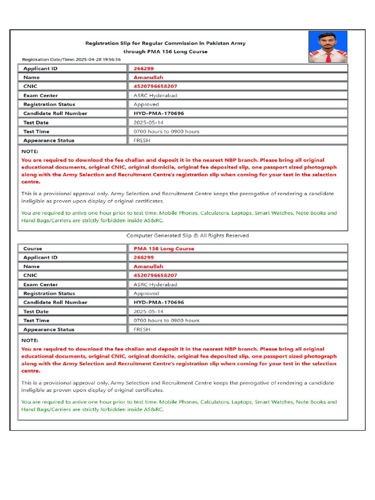 Registration Slip | PDF