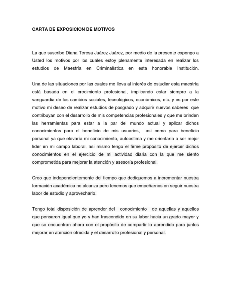 Carta de Exposicion de Motivos