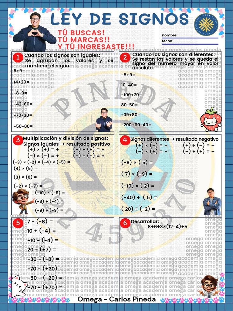 Material 1 Ley de Signos | PDF | Aritmética | Matemática Elemental