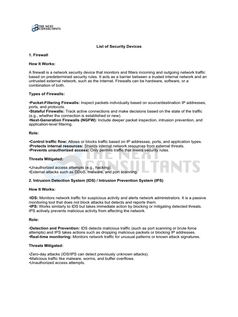 List of Security Devices | PDF | Malware | Firewall (Computing)