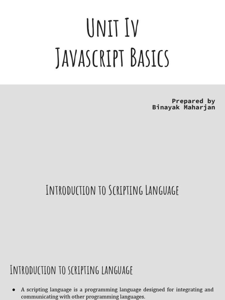 Unit IV, Javascript Basics | PDF | Dynamic Web Page | Java Script