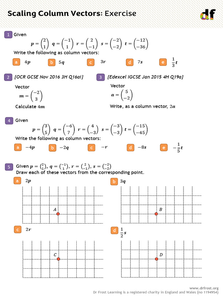 Scaling Column Vectors - Exercise | PDF | Educational Assessment And ...