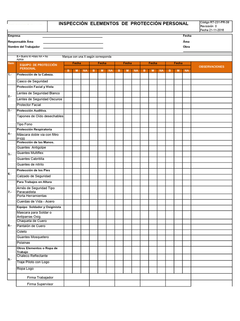 Check List de EPP 1) | PDF