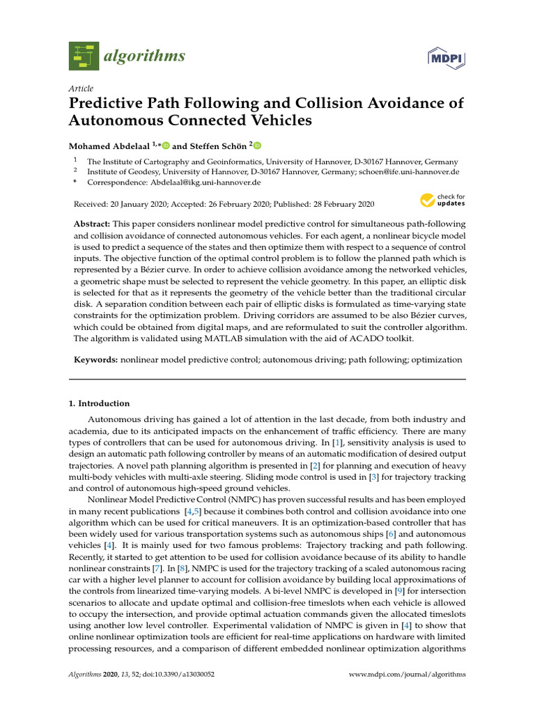 Abdelaal, Schön - 2020 - Predictive Path Following and Collision ...