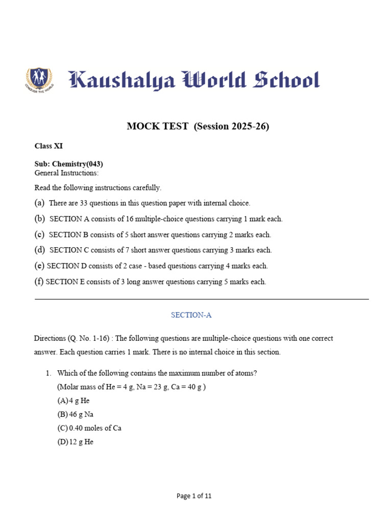 Mock Test 11 | PDF