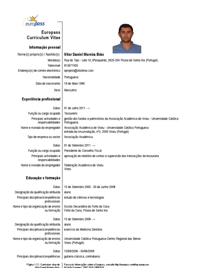 Europass Cv 1613 1 Portugal Odontologia