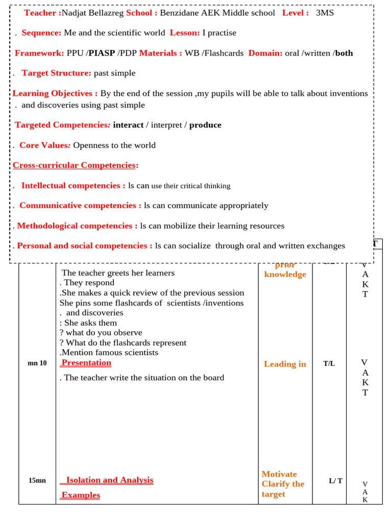 3MS Past Simple by Miss Nadjat Bellazreg | PDF | Learning | Cognitive ...