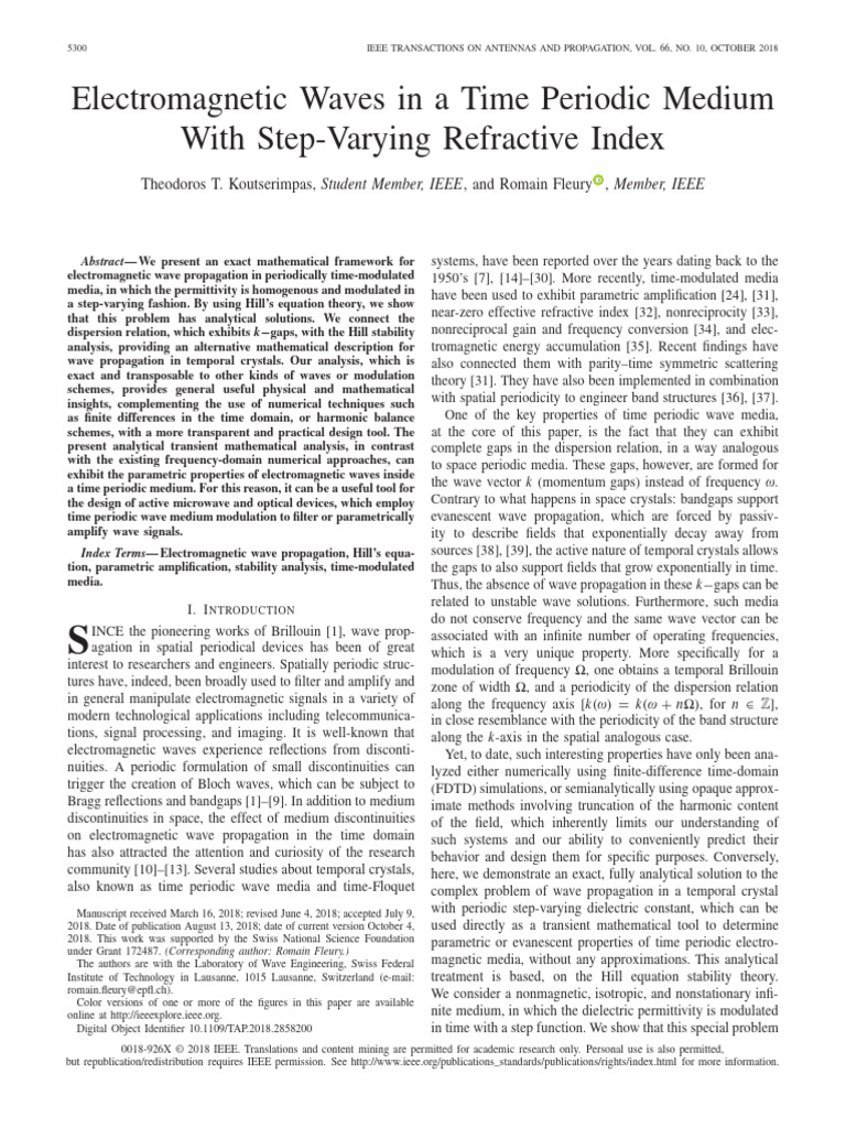 Electromagnetic Waves in A Time Periodic Medium With Step-Varying ...