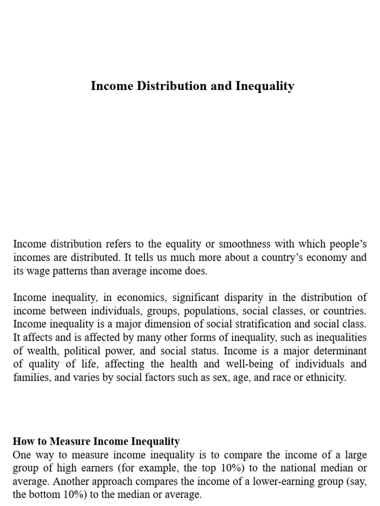 Income Distribution and Inequality | PDF | Economic Inequality ...