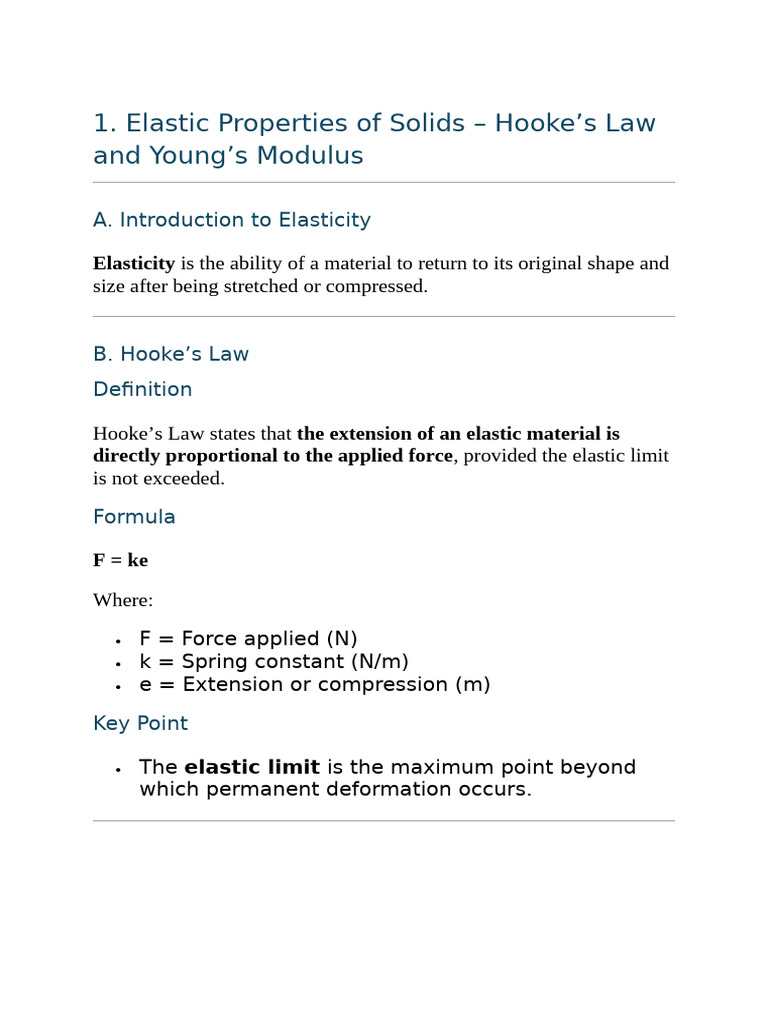 Elastic Properties of Solid | PDF