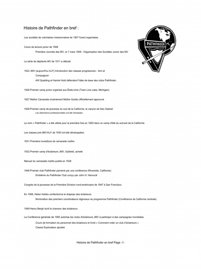 Pathfinder History Brief | PDF | Mouvement de jeunesse | d20 System