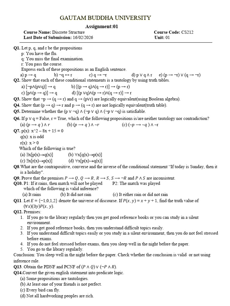 Assignment 1 | PDF | Interpretation (Philosophy) | Mathematical Logic