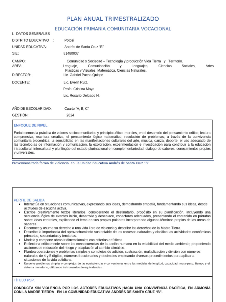 Plan de Desarrollo Curricular Actualizado 2024 | PDF | División ...