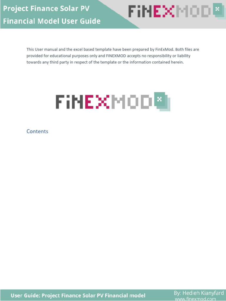 Solar PV Financial Model Manual | PDF | Financial Modeling | Microsoft ...