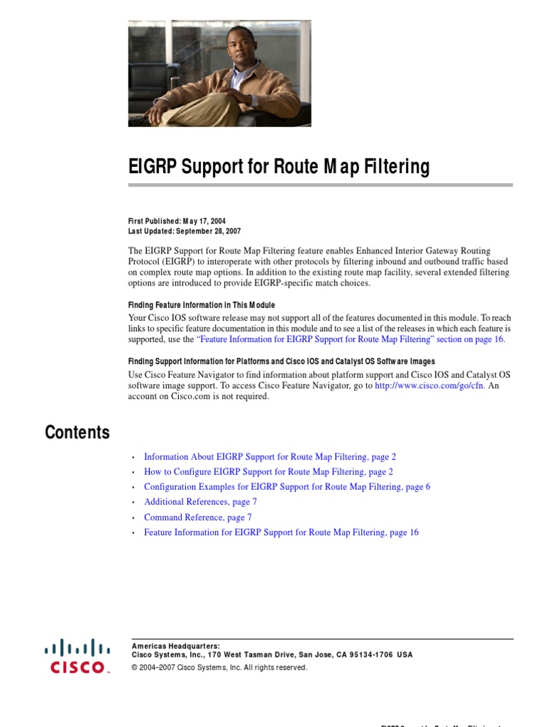 EIGRP Support For Route Map Filtering | PDF | Routing | Router (Computing)