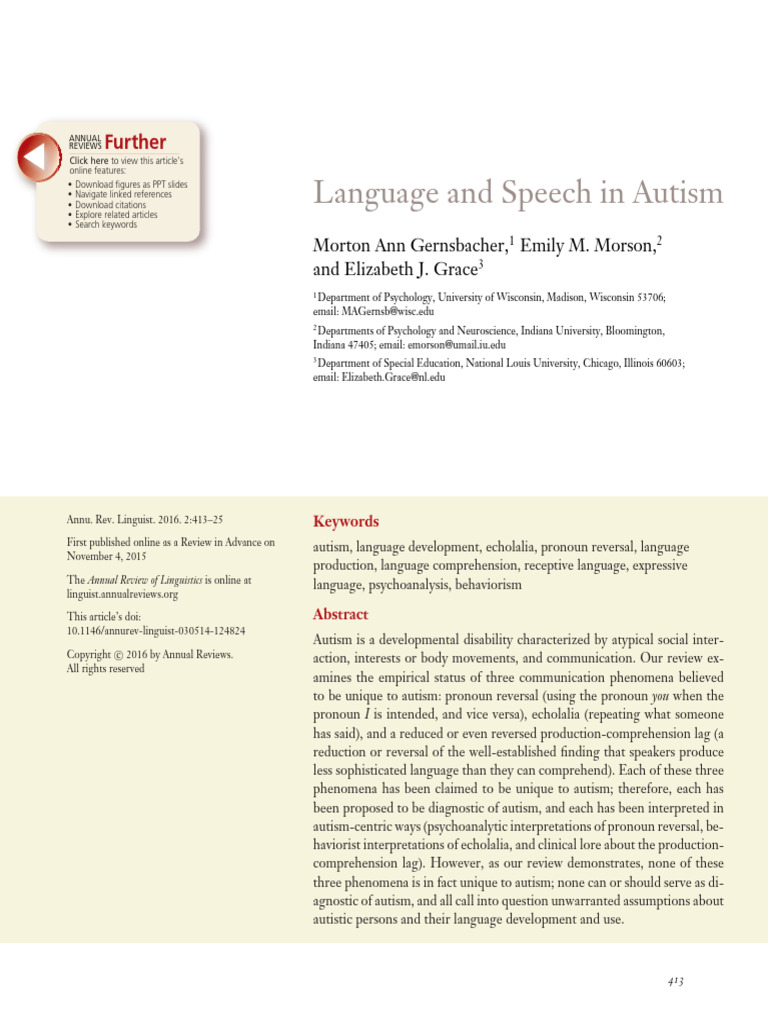 Language and Speech in Autism | PDF | Autism | Diagnostic And ...
