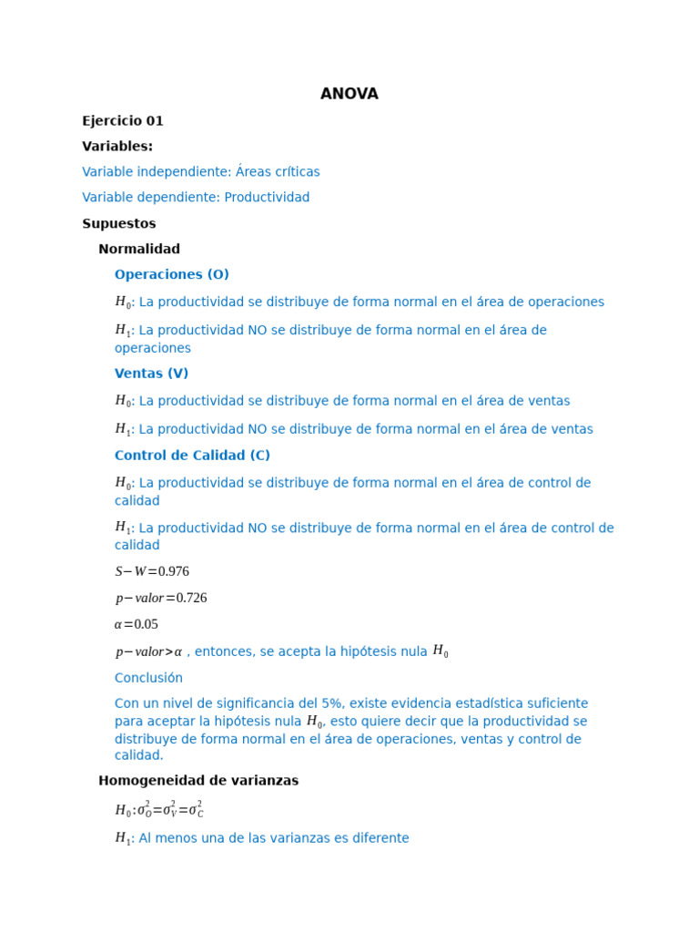 Ejercicios de Anova 1,2,3,4 Hecho | PDF | Método científico | Prueba de ...