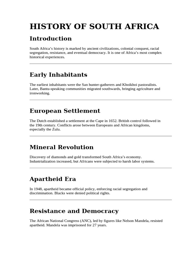 History of South Africa | PDF