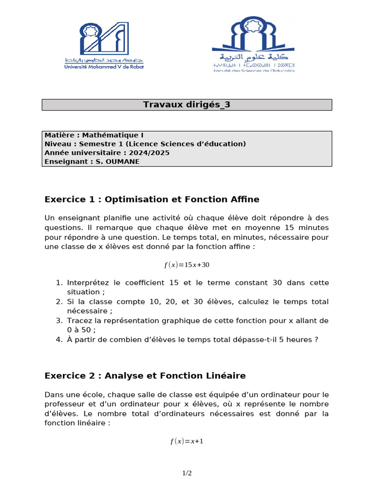 TD 3 | PDF | Asymptote | Analyse mathématique