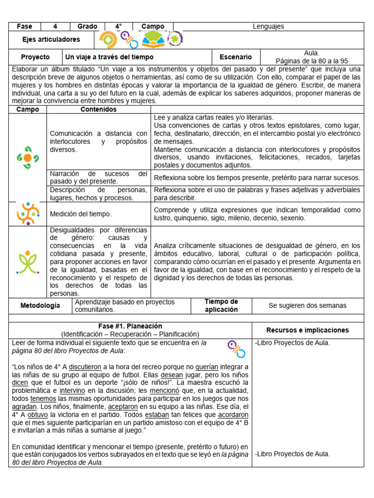 PROYECTO 5TO Un Viaje A Traves Del Tiempo | PDF | Verbo | Adverbio