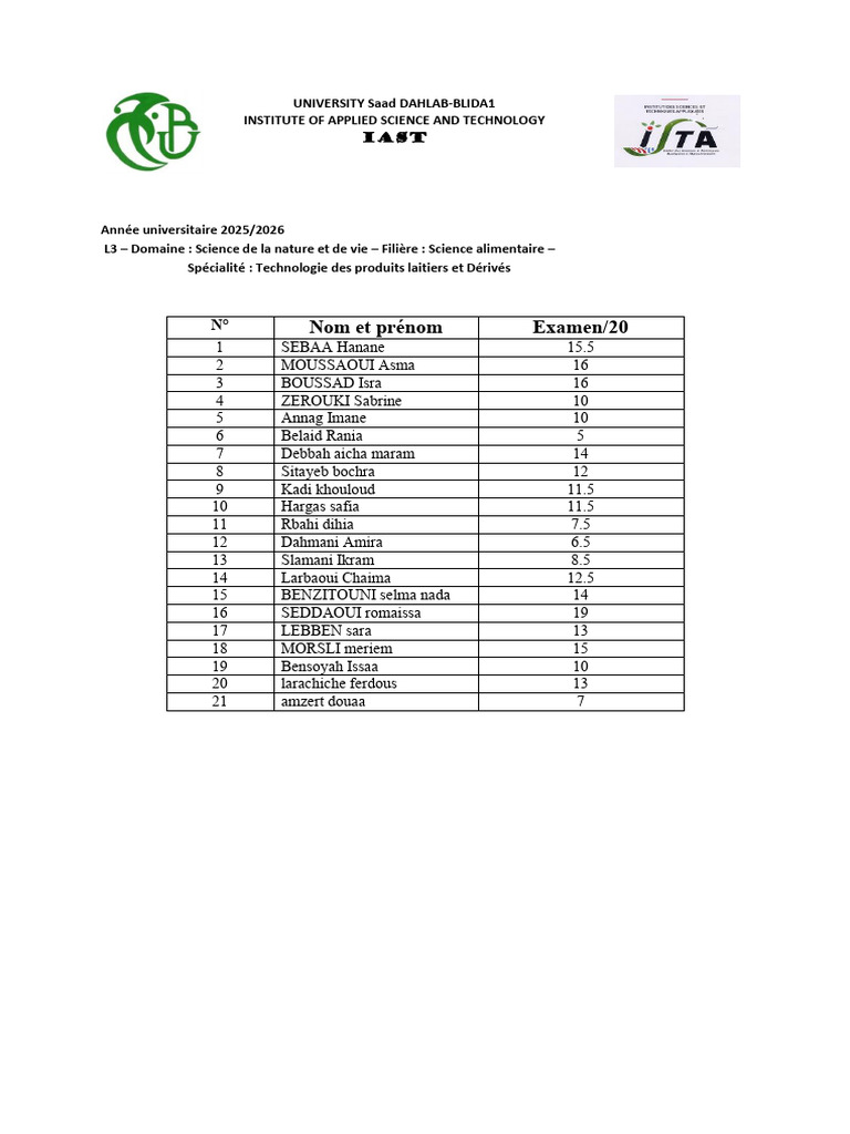 Note Finale L3 2025 2026 | PDF