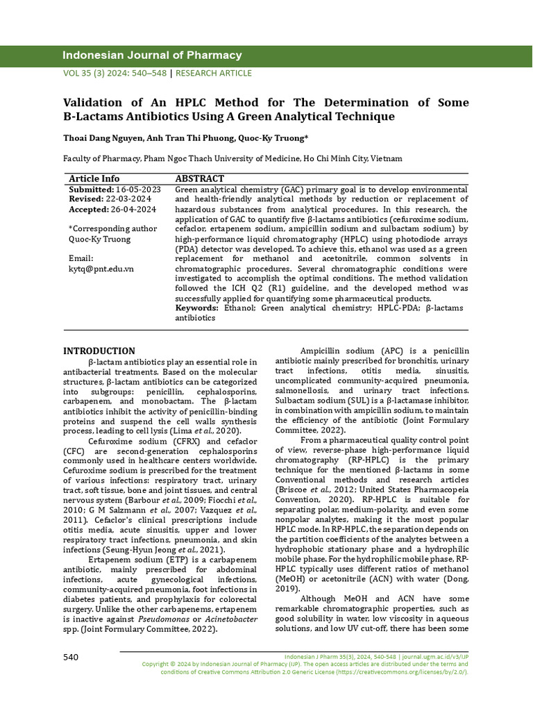 Validation of An HPLC Method For The Determination | PDF | High ...