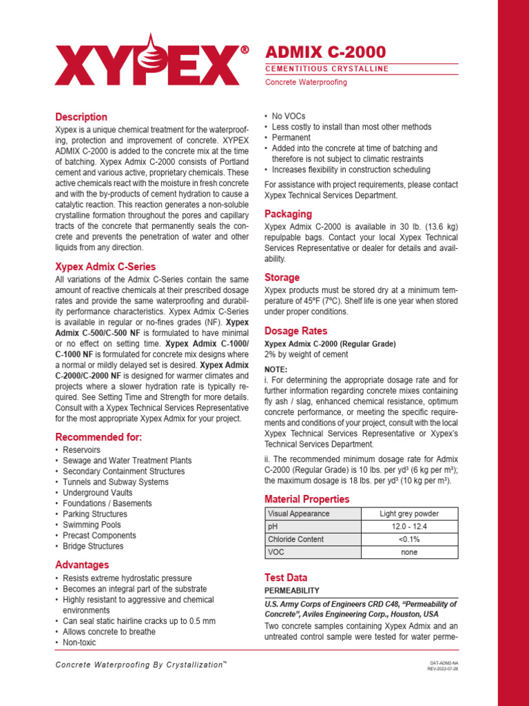 Admix C 2000 | PDF | Concrete | Cement