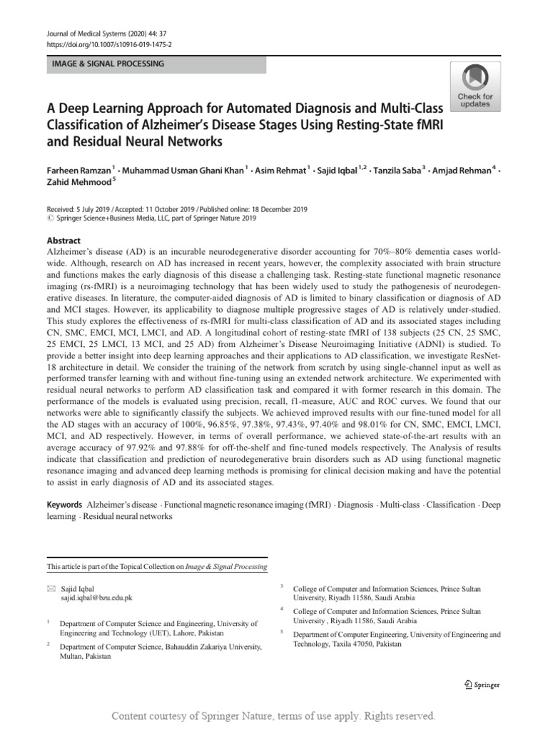 A Deep Learning Approach For Automated Diagnosis A | PDF | Functional ...