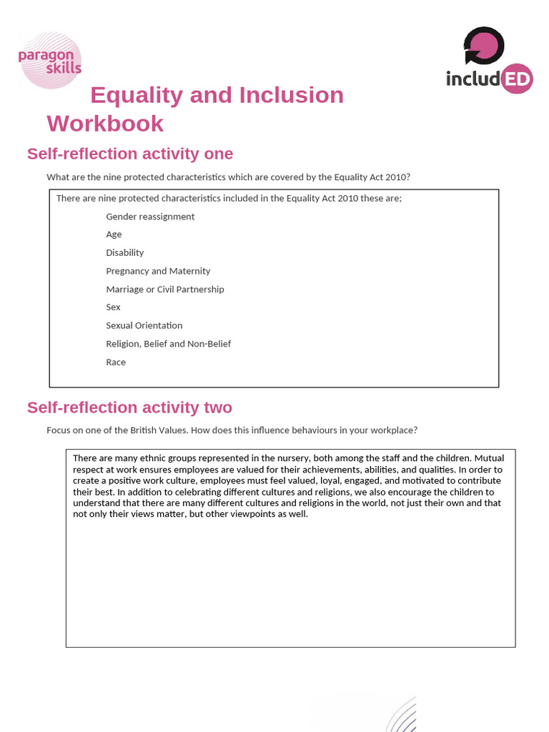 Equlity and Inclusion Workbook NN | PDF | Discrimination | Egalitarianism