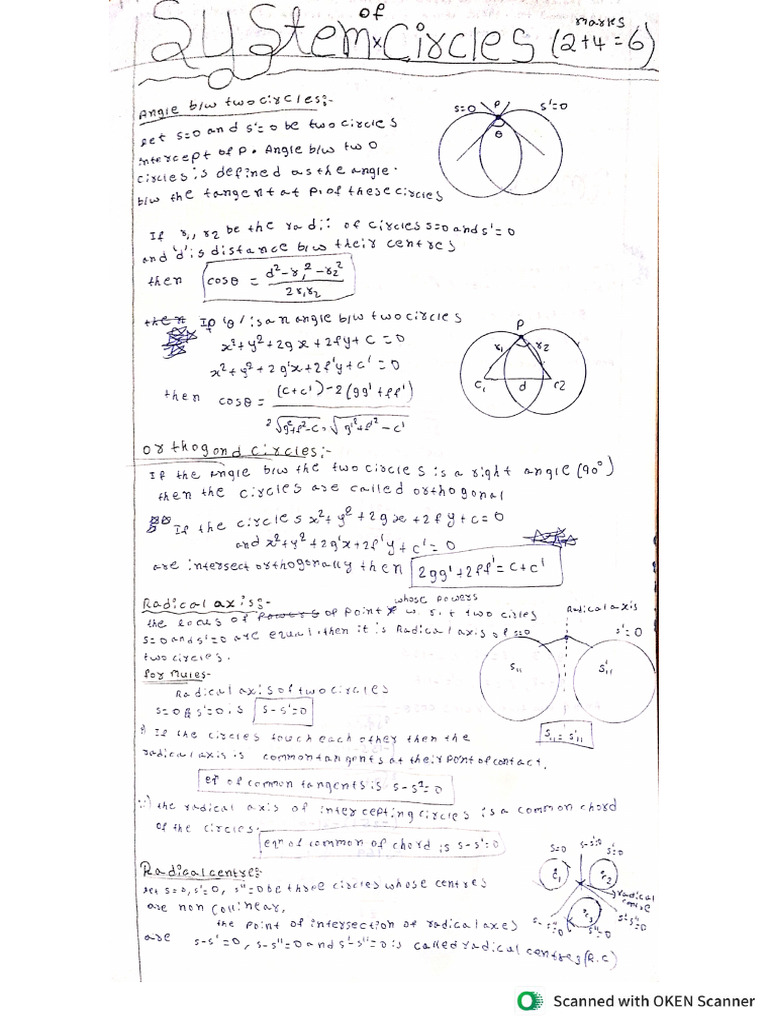 2nd Year MPC System of Circles Class Notes 2025ro2026 | PDF