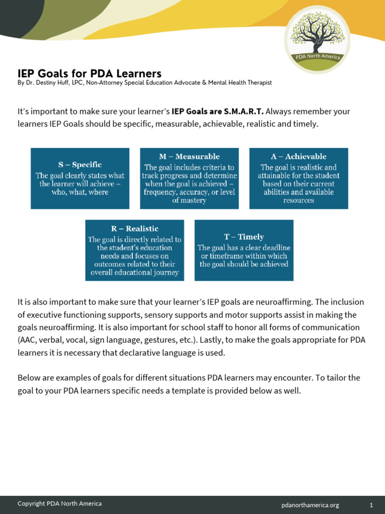 IEP Goals For PDA Learners | PDF | Executive Functions | Learning
