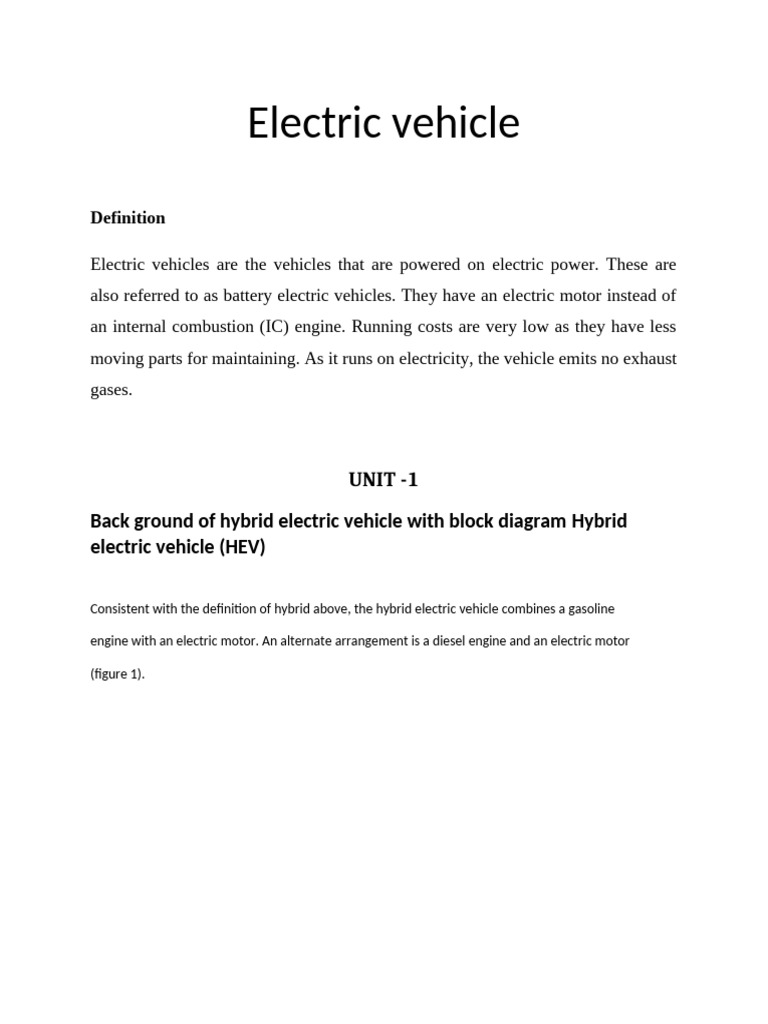 EV Chapter 1 | PDF | Electric Vehicle | Hybrid Vehicle