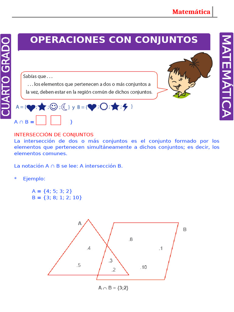 Operaciones Con Conjuntos Para Cuarto Grado de Primaria | PDF | Matemáticas