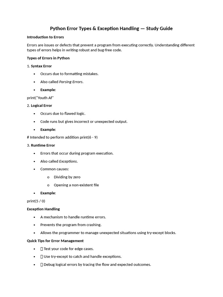 Exception Handling in Python | PDF | Computer Science | Computer ...