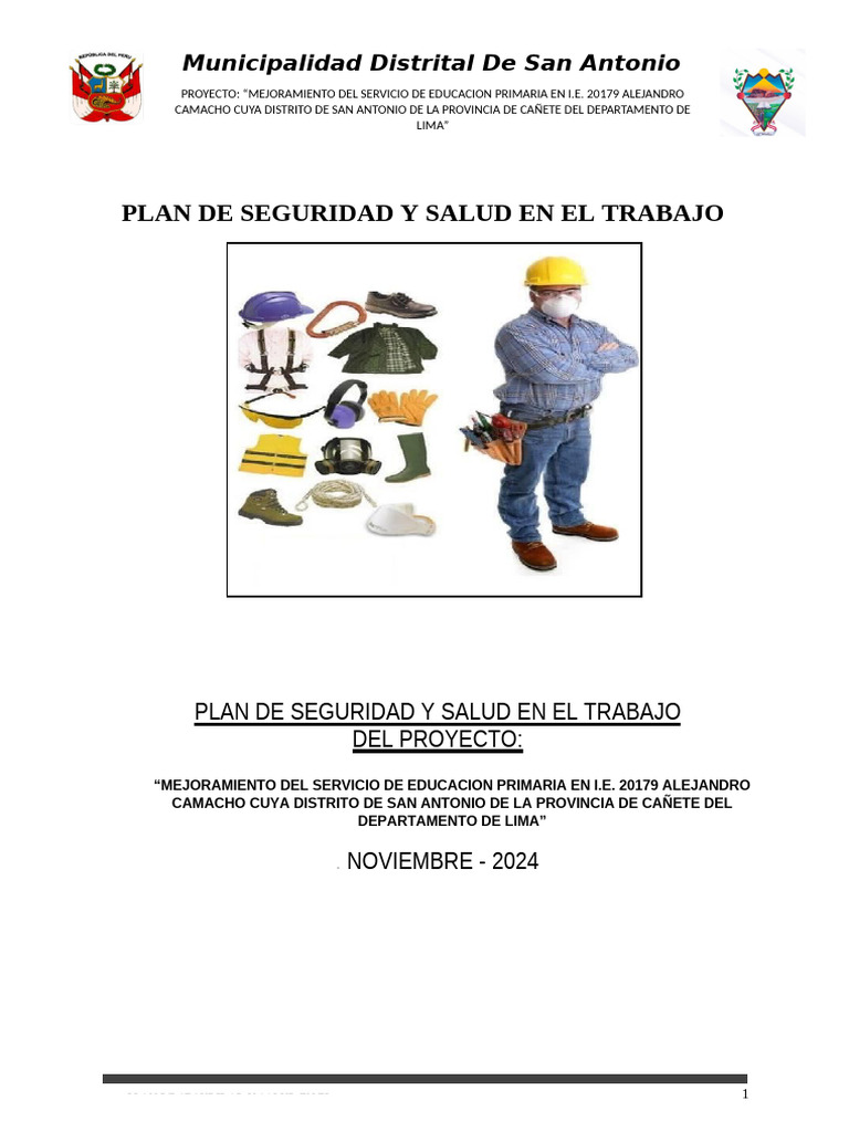 1 - Plan de Seguridad y Salud en El Trabajo | PDF | Seguridad y salud ...