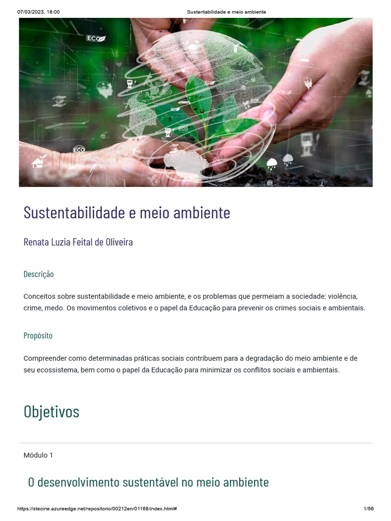 Sustentabilidade e Meio Ambiente | PDF | Sustentabilidade | Ambiente ...